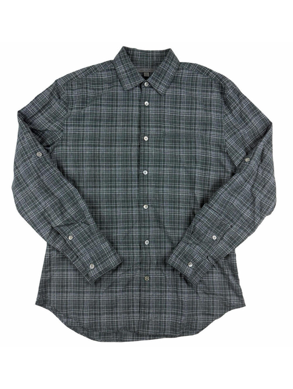John Varvatos Long Sleeve Button Up Shirt Plaid Check Green White Size XS